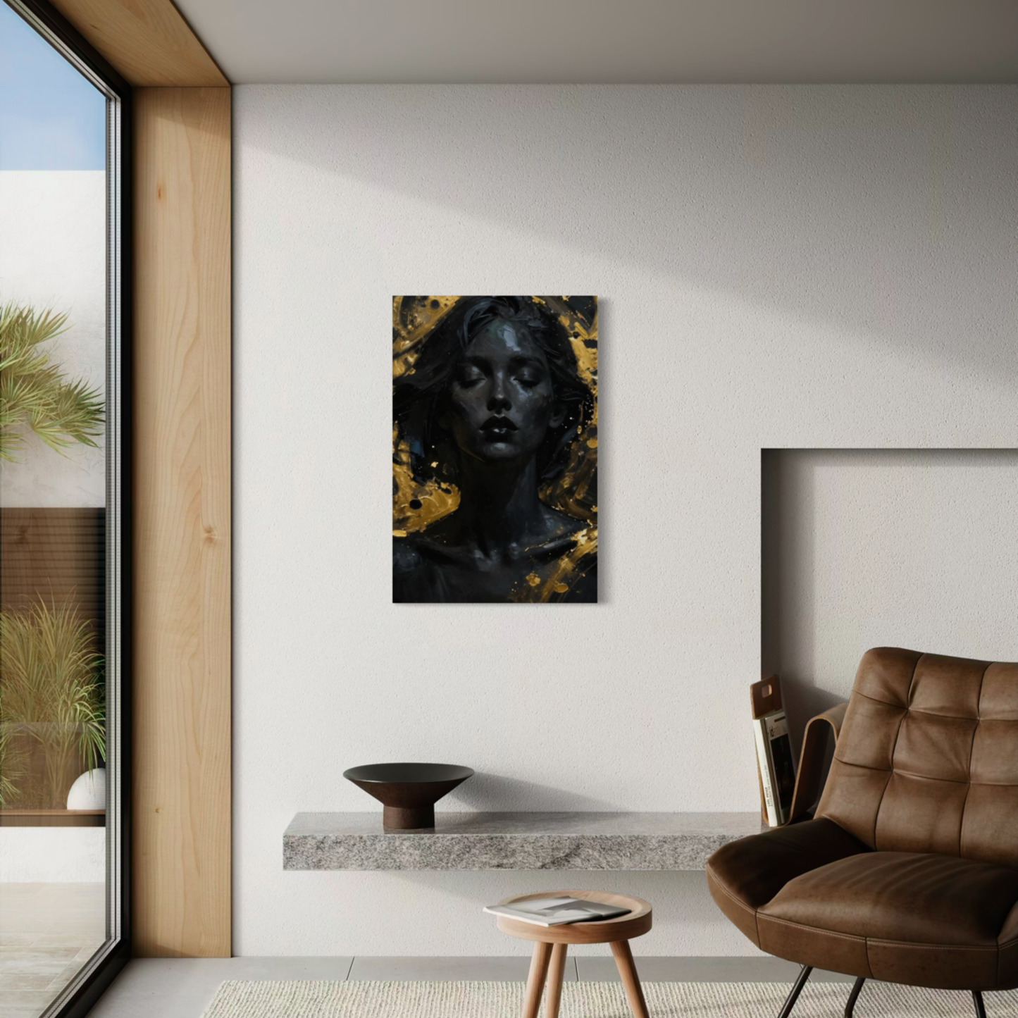 LunarHeartCo Silent Power II alignment canvas art featuring abstract, muted tones on a textured canvas background.