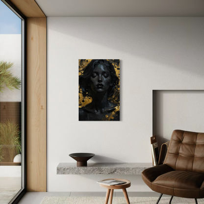 LunarHeartCo Silent Power II alignment canvas art featuring abstract, muted tones on a textured canvas background.