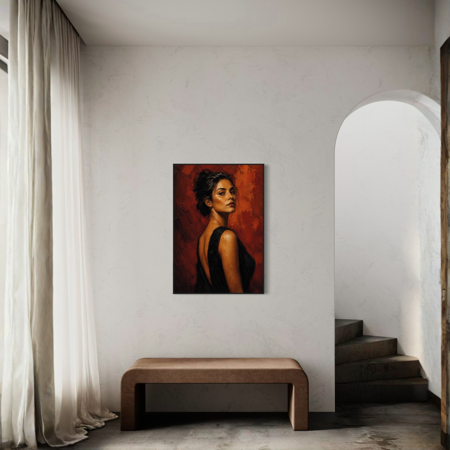 Framed art print titled "Figure Study IV — Presence" by LunarHeartCo showcasing a minimalist figure sketch on a white background.