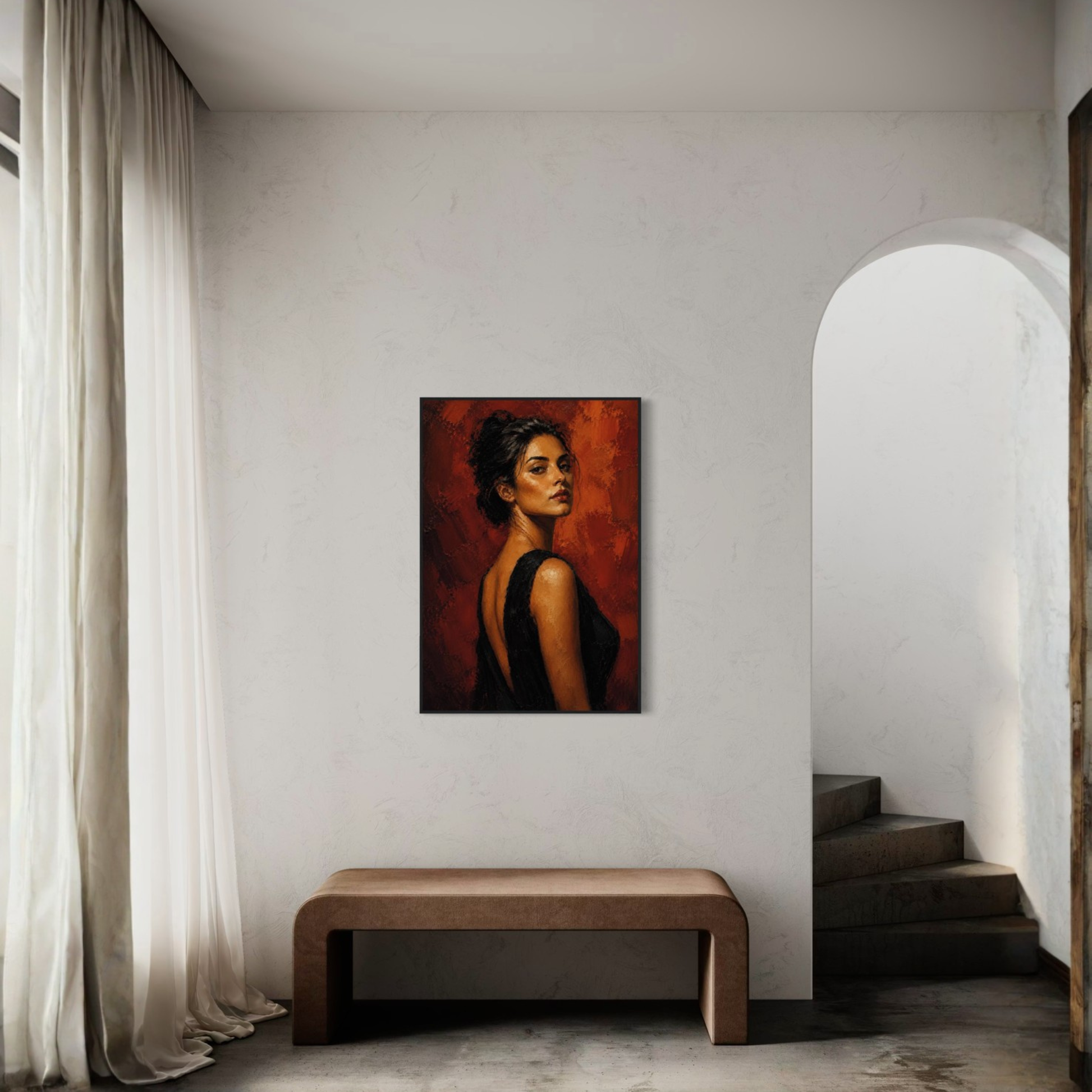 Framed art print titled "Figure Study IV — Presence" by LunarHeartCo showcasing a minimalist figure sketch on a white background.