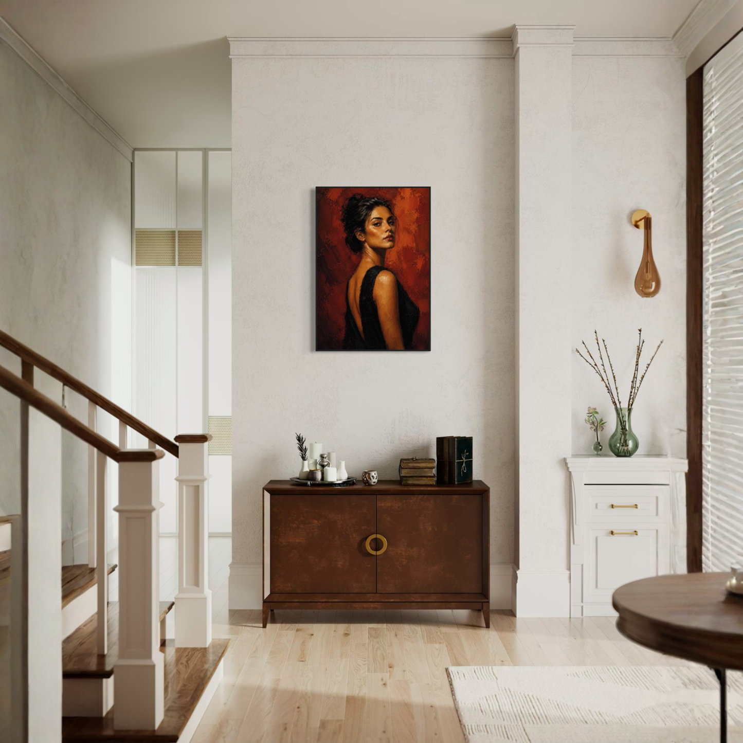 Framed art print "Figure Study IV — Presence" by LunarHeartCo showing a detailed figure sketch in a sleek black frame.