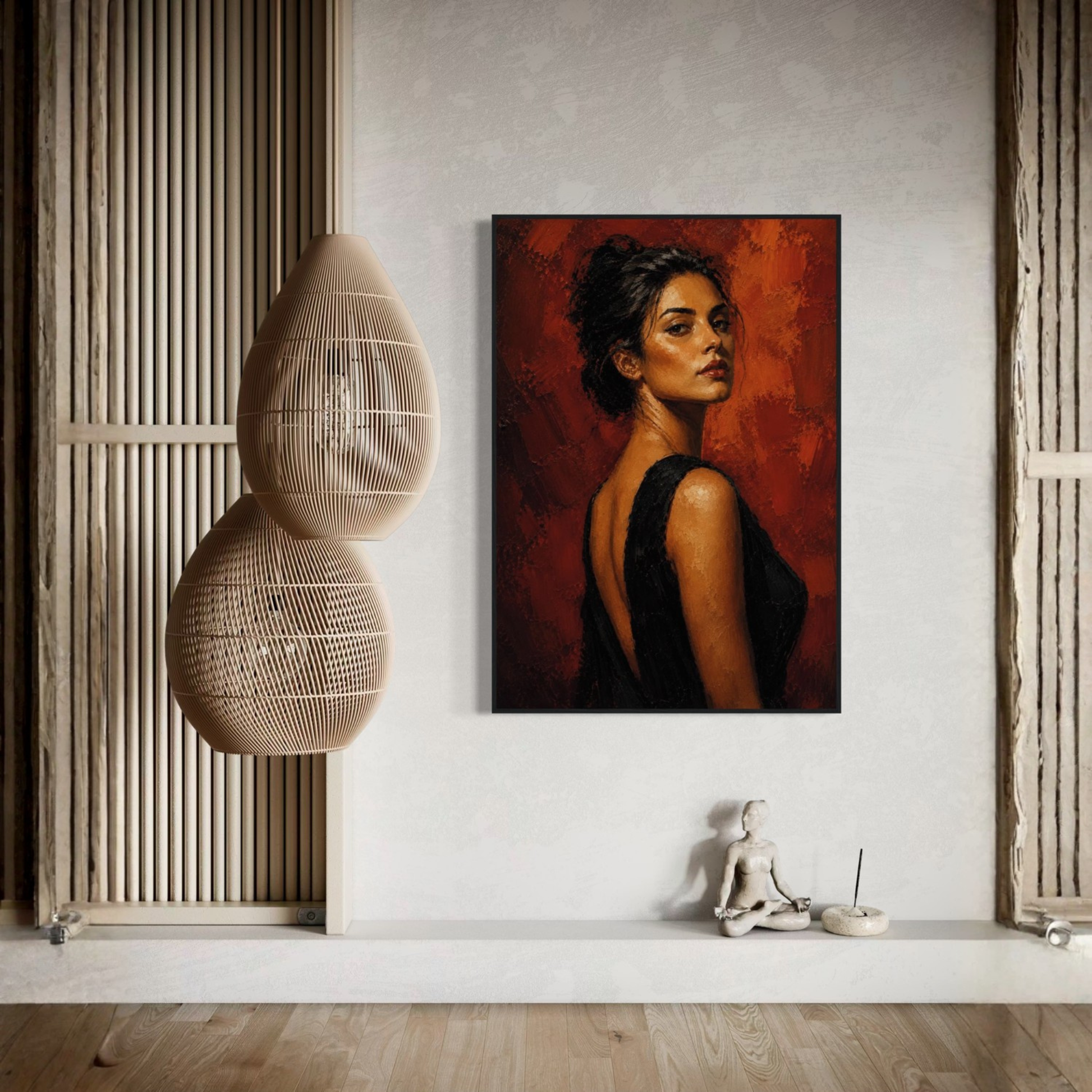 Framed art print titled "FIGURE STUDY IV — Presence" by LunarHeartCo featuring a minimalist figure study artwork.