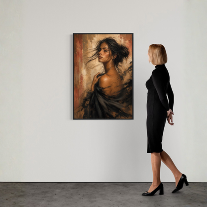 Framed art print of "Figure Study VII — Unravelling" by LunarHeartCo, featuring a detailed sketch of a human figure on white background.
