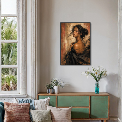 Framed art print titled "Figure Study VII — Unravelling" by LunarHeartCo, showcasing a detailed figure study illustration.