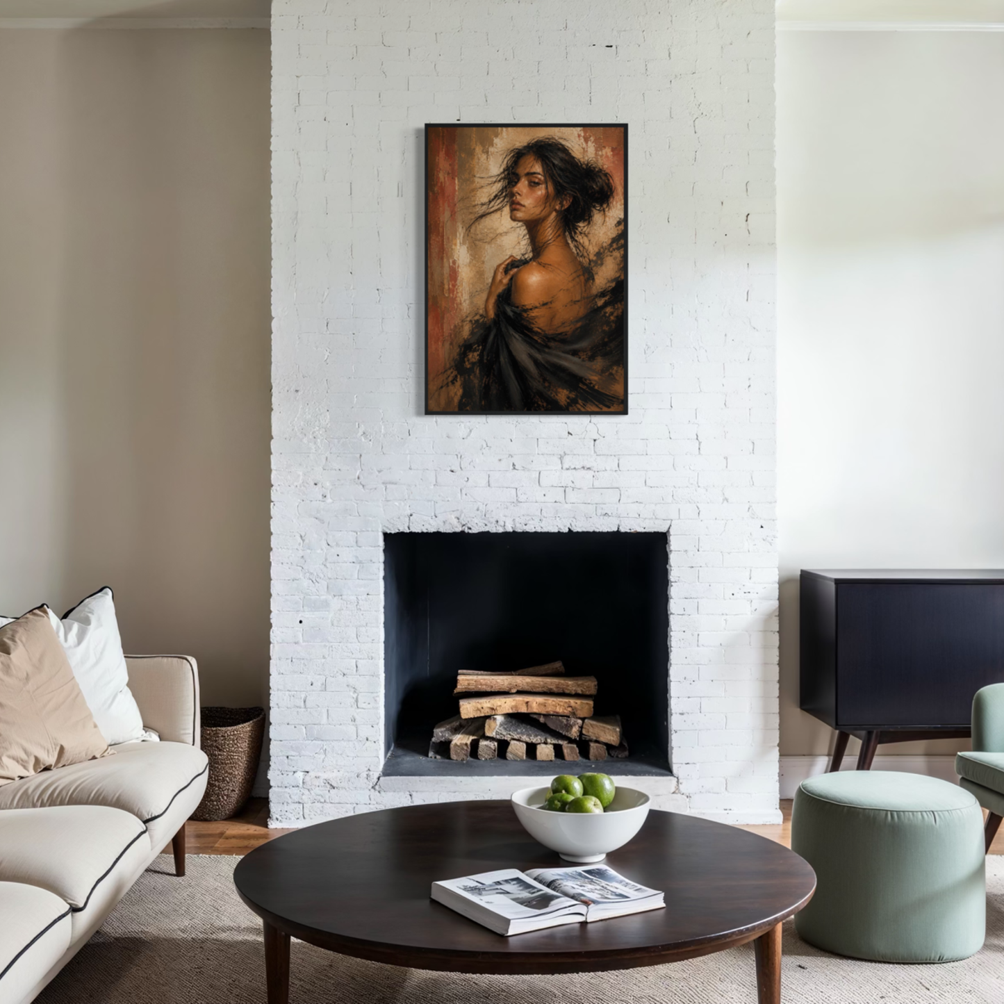Framed art print of "Figure Study VII — Unravelling" by LunarHeartCo, showcasing a detailed artistic figure on a sleek frame.