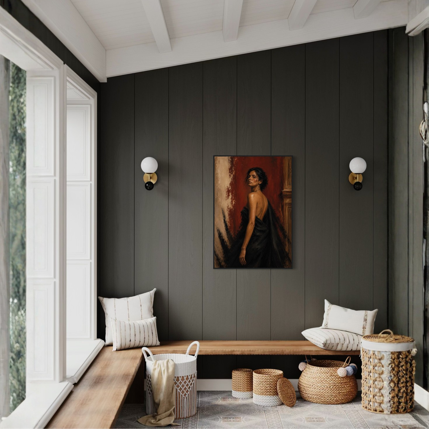 Framed art print titled "Defiance" featuring a figure study, by LunarHeartCo, displayed in a sleek frame.