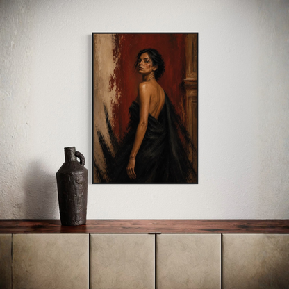 Framed art print "Defiance" by LunarHeartCo featuring a figure study IX with bold lines and artistic shading on a white background.