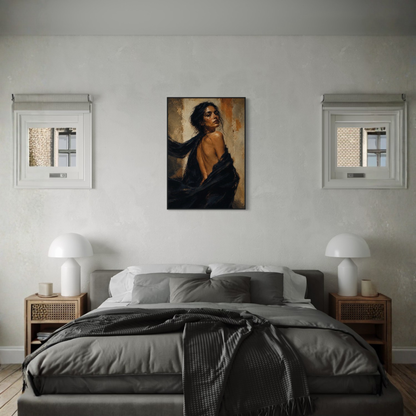 Framed art print titled "FIGURE STUDY X — Resolve" by LunarHeartCo, featuring a detailed sketch of a human figure on a white background.