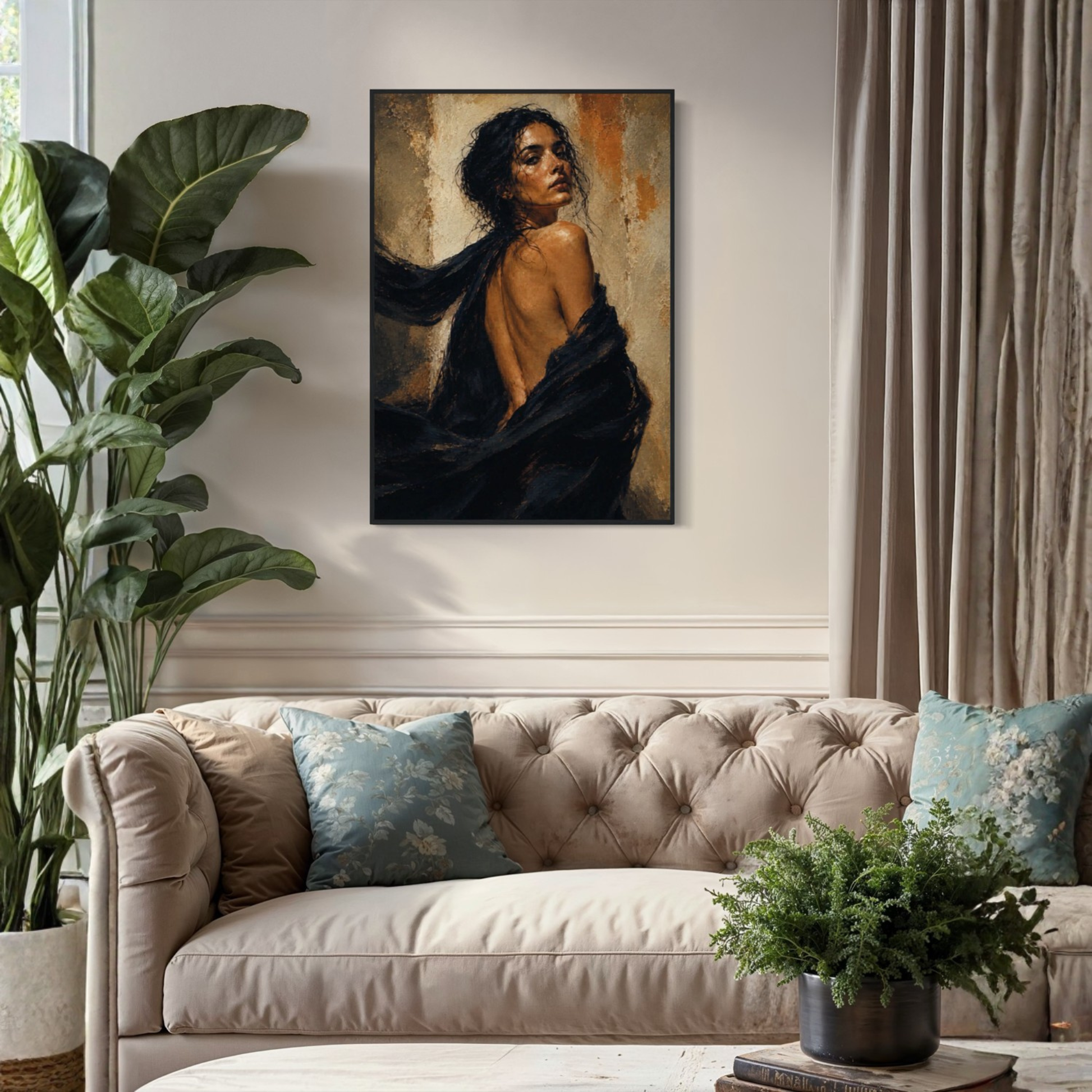 Framed art print "FIGURE STUDY X — Resolve" by LunarHeartCo featuring a detailed figure study illustration in a sleek frame.
