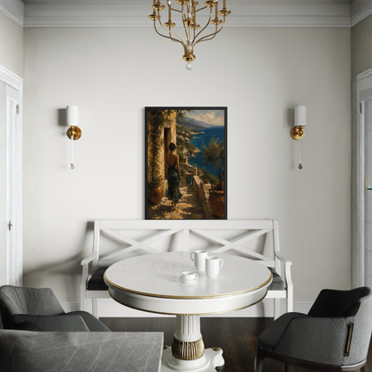 Museum-quality fine art print of Mediterranean Studies—Arrival wall art by LunarHeartCo, featuring vibrant colors and detailed scene.