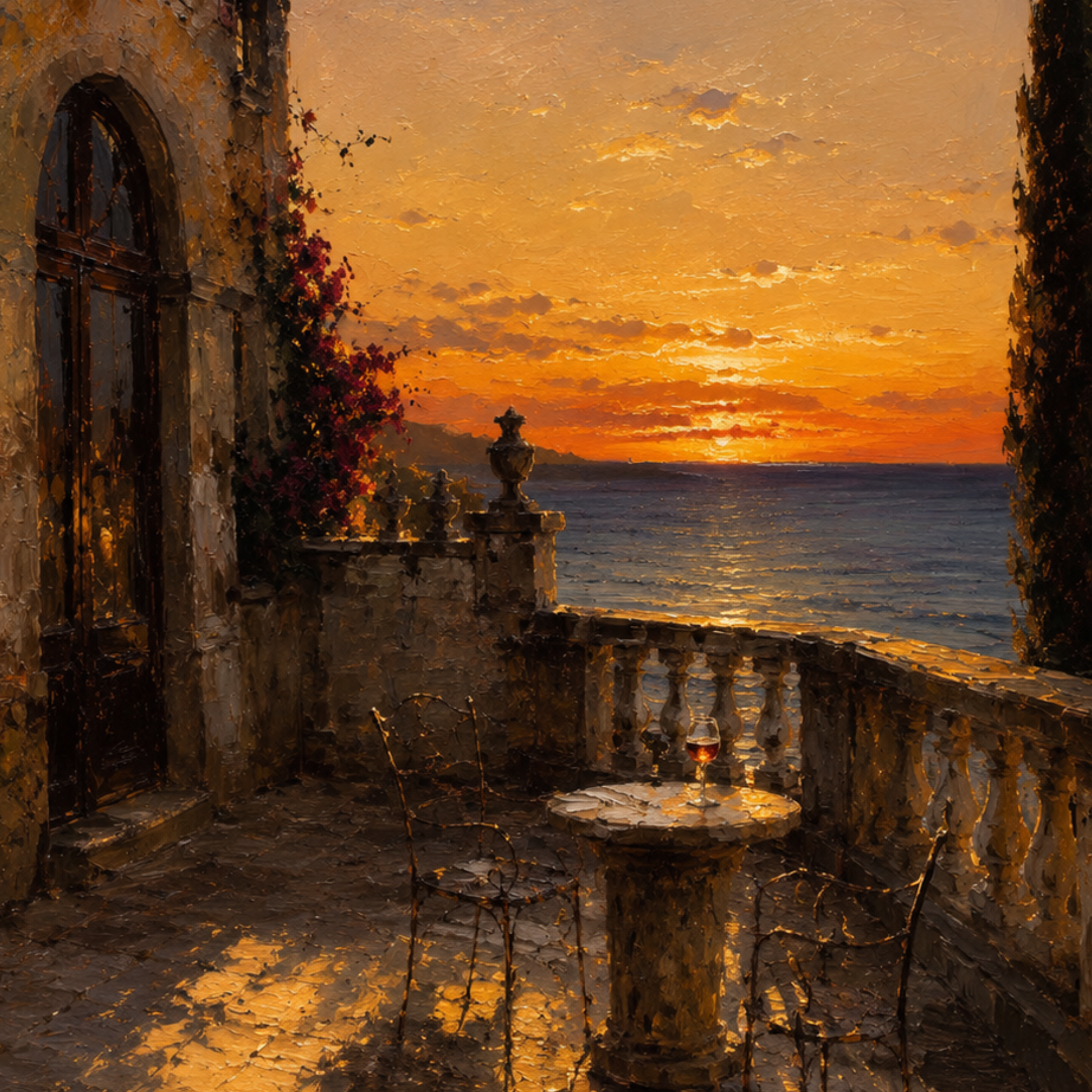 Framed art print titled "The Hour" by LunarHeartCo featuring Mediterranean-inspired artwork, displayed in a sleek frame.