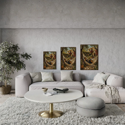 The Quiet Hour Mediterranean framed art print displayed in a calm luxury interior.