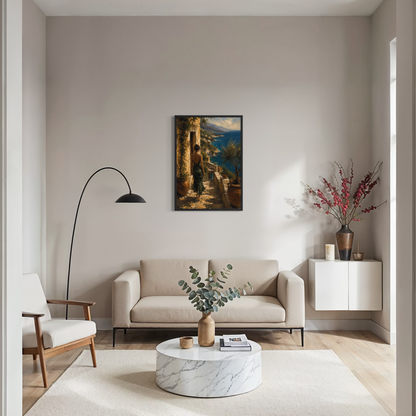 Arrival Mediterranean museum-quality fine art print displayed in a calm luxury interior.
