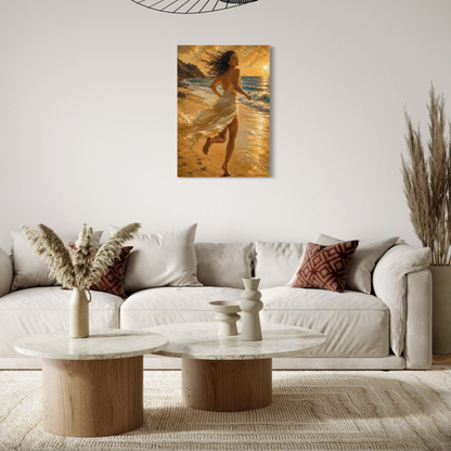 The Wild Light Mediterranean canvas art displayed in a refined contemporary living room.