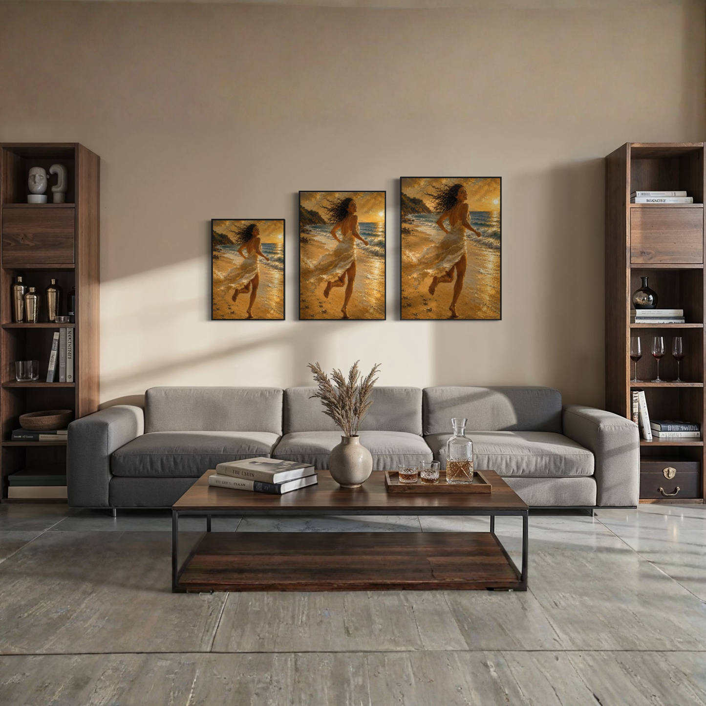 The Wild Light Mediterranean fine art print displayed in a refined contemporary interior.