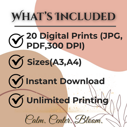 Daily Calm Wall Art Bundle (20 Prints) | Botanical Affirmation Posters | Mindful Digital Download 🌿✨ - LunarHeartCo