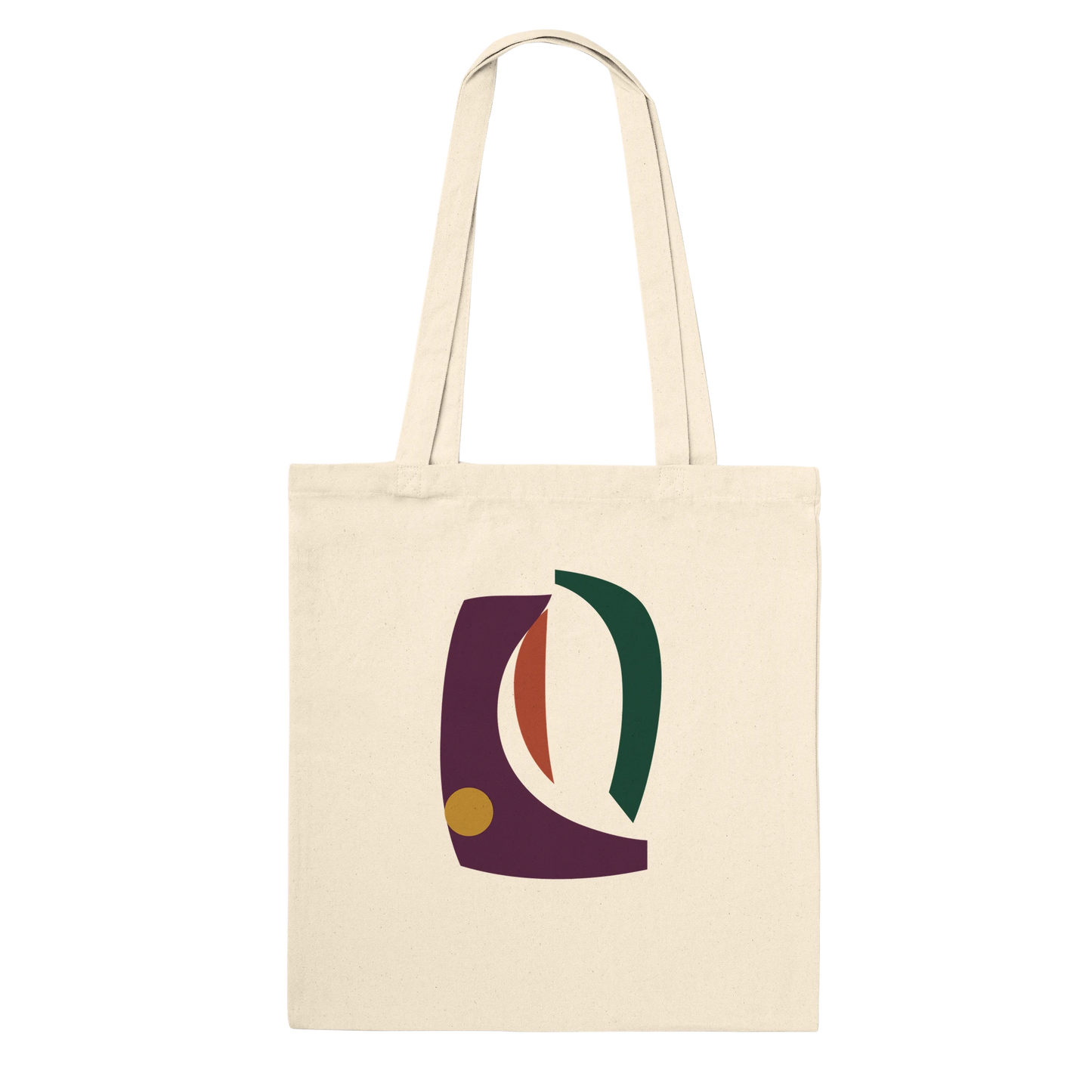 THE VESSEL premium natural cotton tote featuring aubergine, forest-green, rust and ochre abstract artwork