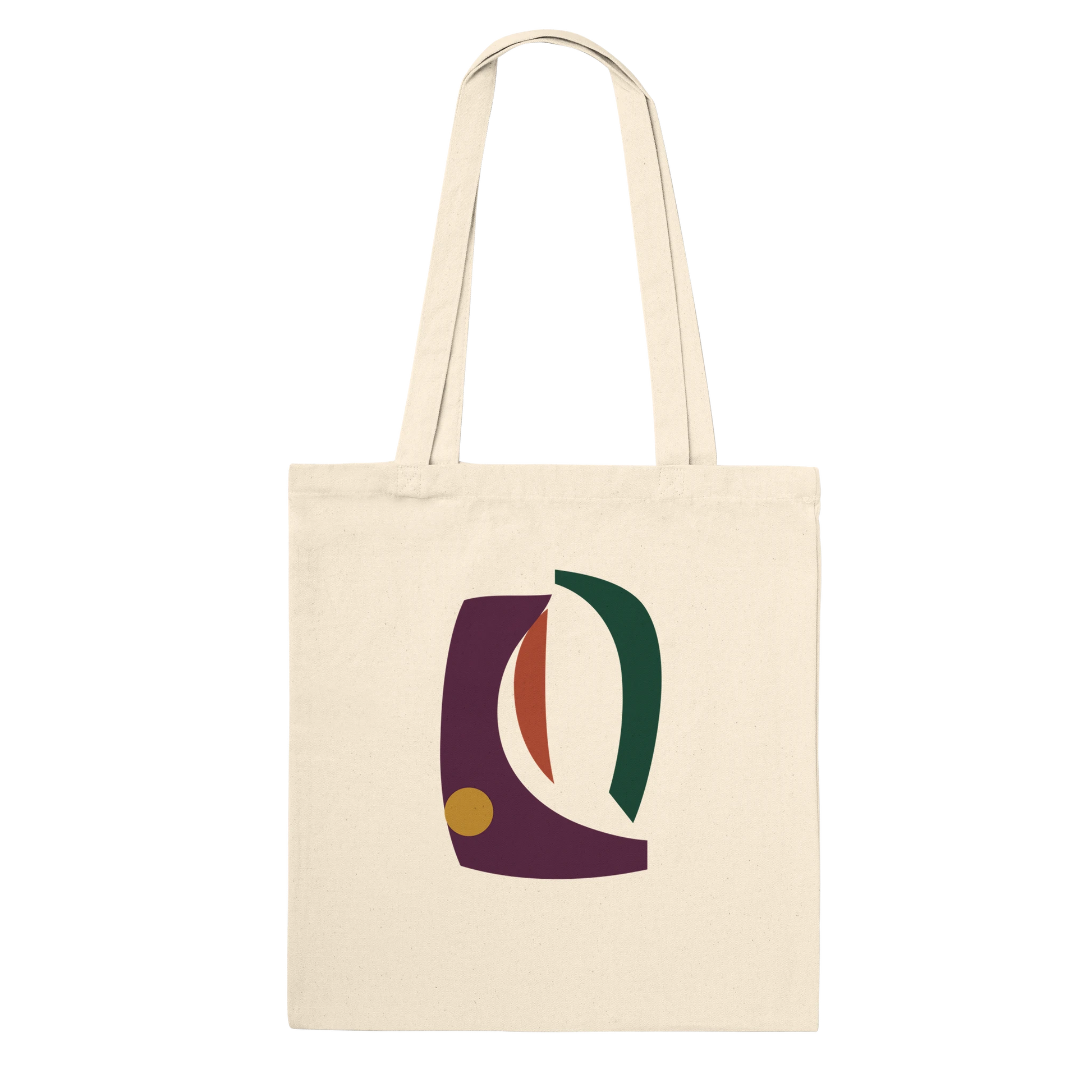 THE VESSEL premium natural cotton tote featuring aubergine, forest-green, rust and ochre abstract artwork