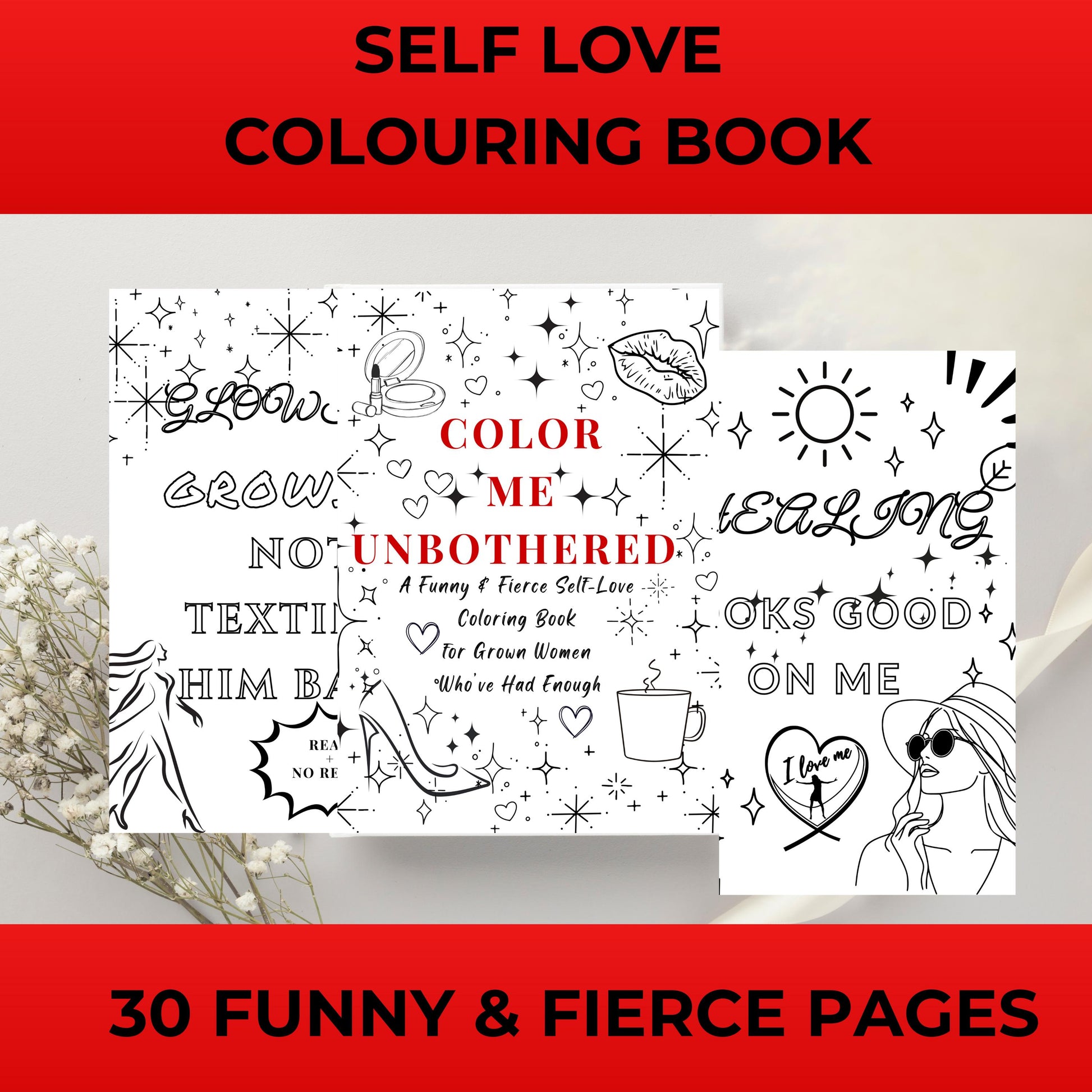 Color Me Unbothered | Funny Self-Love Coloring Book for Adults (30 Pages, PDF Download) 🎨✨ - LunarHeartCo