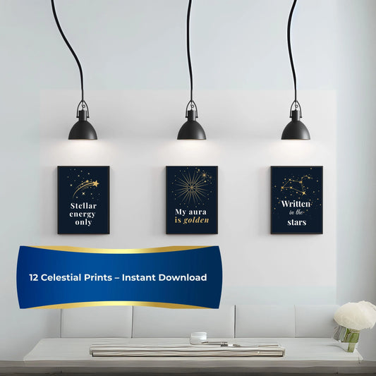 Celestial Self-Love Wall Art Bundle (12 Prints) | Feminine Quote Posters with Cosmic Designs | Digital Download ✨🌙 - LunarHeartCo