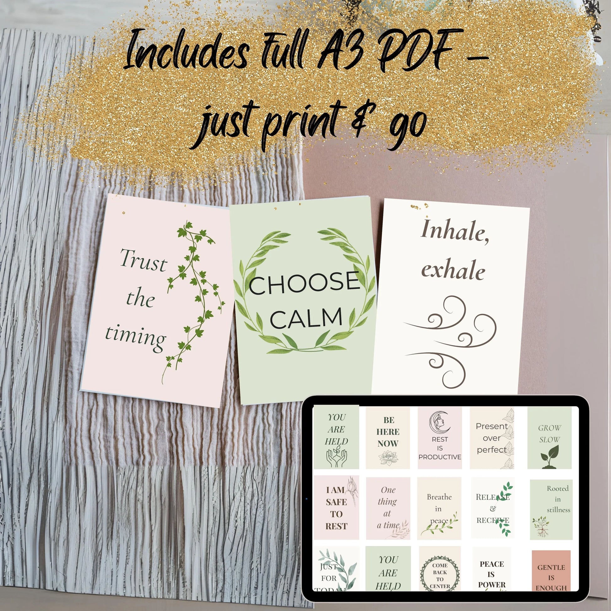 Daily Calm Wall Art Bundle (20 Prints) | Botanical Affirmation Posters | Mindful Digital Download 🌿✨ - LunarHeartCo