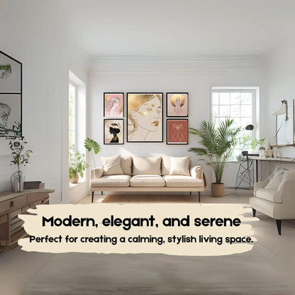 Feminine Line Art Wall Art Set (5 Prints) | Minimalist Blush & Beige Digital Download 🌸✨ - LunarHeartCo