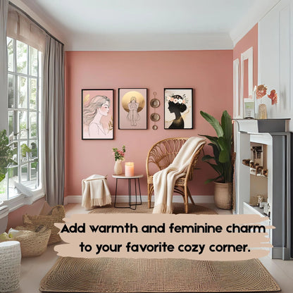 Feminine Line Art Wall Art Set (5 Prints) | Minimalist Blush & Beige Digital Download 🌸✨ - LunarHeartCo