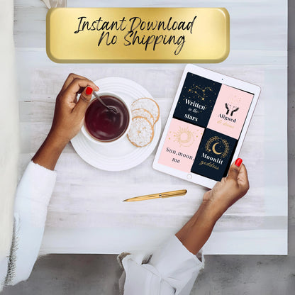 Celestial Self-Love Wall Art Bundle (12 Prints) | Feminine Quote Posters with Cosmic Designs | Digital Download ✨🌙 - LunarHeartCo