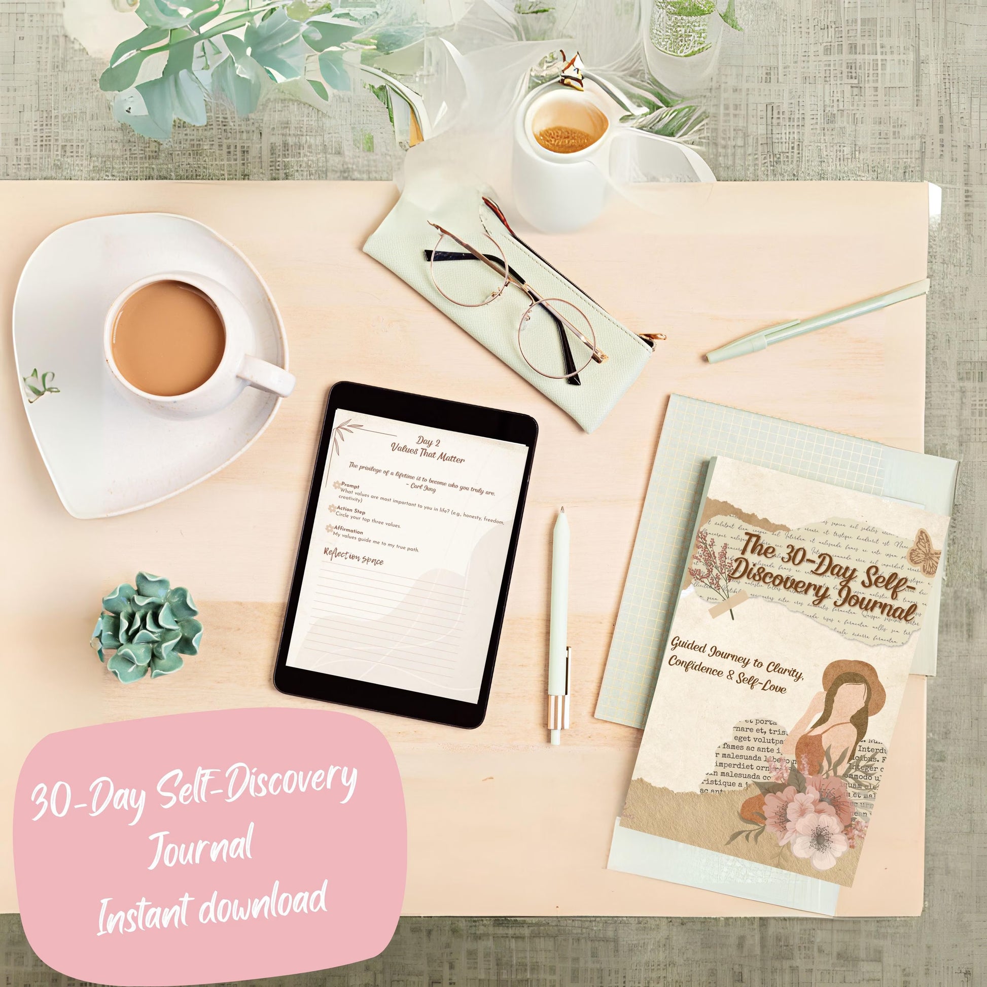 30-Day Self-Discovery Journal — Guided Healing Workbook for Women (Digital PDF + Wire-O Printed Edition) - LunarHeartCo