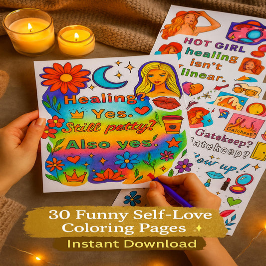 Color Me Unbothered | Funny Self-Love Coloring Book for Adults (30 Pages, PDF Download) 🎨✨ - LunarHeartCo