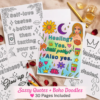 Color Me Unbothered | Funny Self-Love Coloring Book for Adults (30 Pages, PDF Download) 🎨✨ - LunarHeartCo