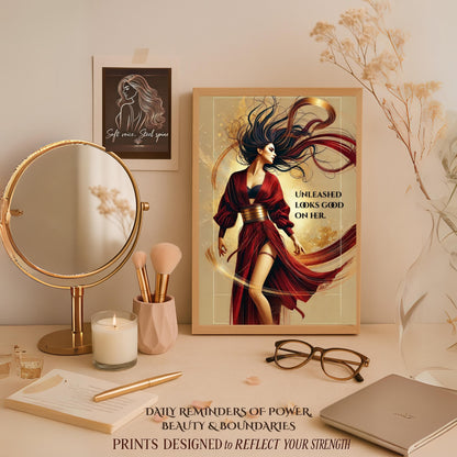 Fierce Woman Wall Art Bundle (20 Prints) | Empowering Feminine Portrait Quotes | Digital Download 🖤✨ - LunarHeartCo