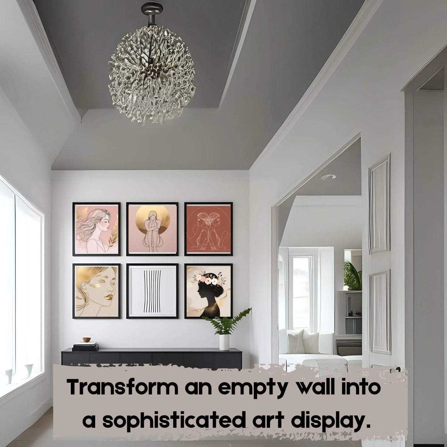 Feminine Line Art Wall Art Set (5 Prints) | Minimalist Blush & Beige Digital Download 🌸✨ - LunarHeartCo