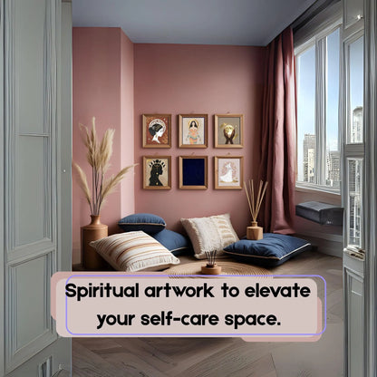 Boho Goddess Wall Art Set (5 Prints) | Celestial Moon Phase | Feminine Digital Download 🌙✨ - LunarHeartCo