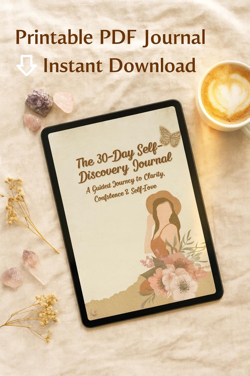30-Day Self-Discovery Journal — Guided Healing Workbook for Women (Digital PDF + Wire-O Printed Edition) - LunarHeartCo