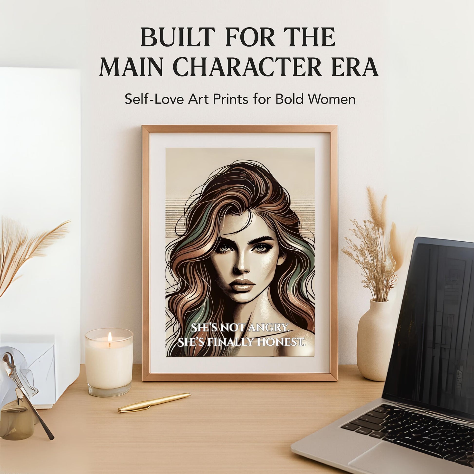 Fierce Woman Wall Art Bundle (20 Prints) | Empowering Feminine Portrait Quotes | Digital Download 🖤✨ - LunarHeartCo