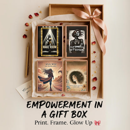 Fierce Woman Wall Art Bundle (20 Prints) | Empowering Feminine Portrait Quotes | Digital Download 🖤✨ - LunarHeartCo