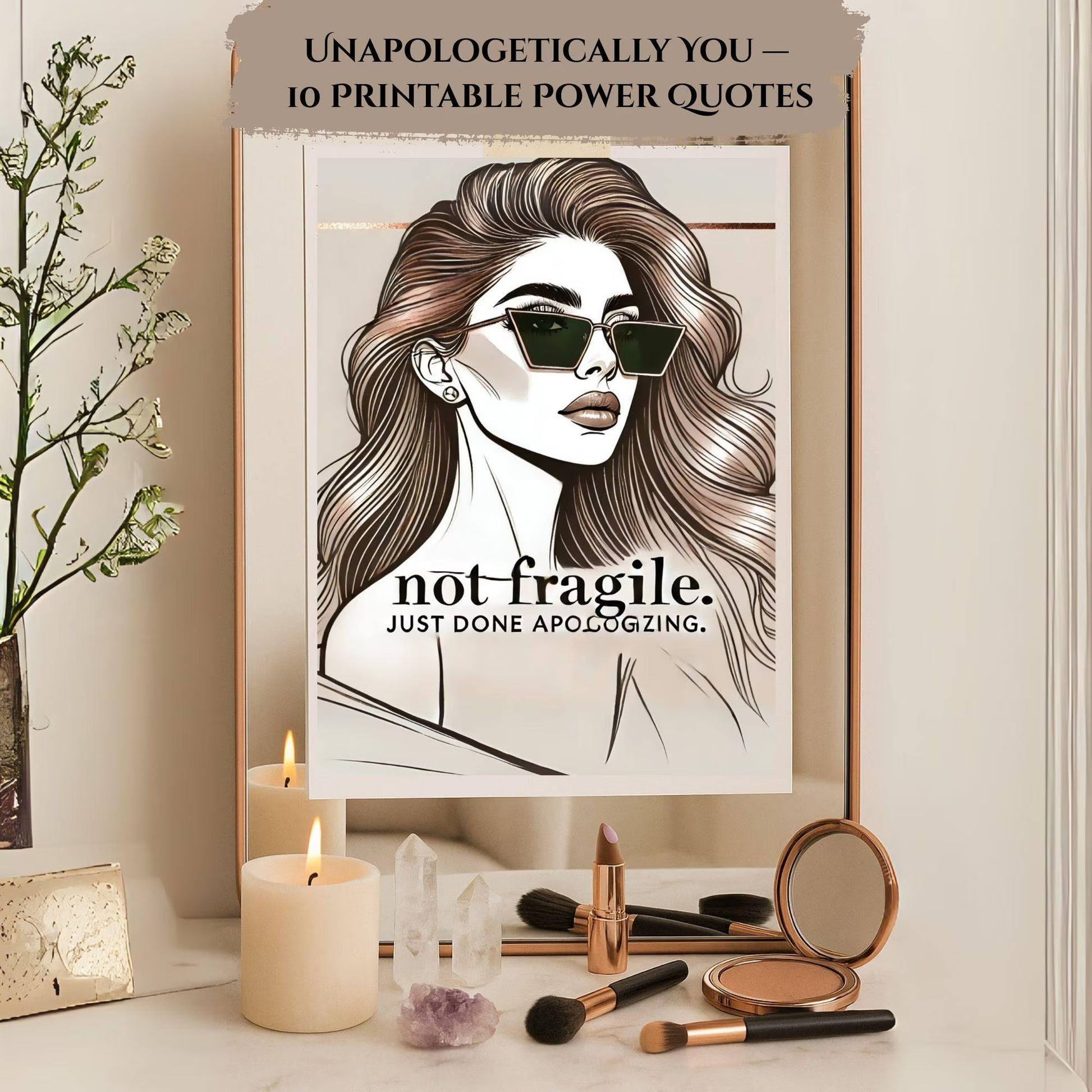 Fierce Woman Wall Art Bundle (10 Prints) | Feminine Empowerment Portrait Quotes | Printable Digital Décor 💋✨ - LunarHeartCo