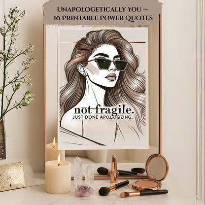 Fierce Woman Wall Art Bundle (10 Prints) | Feminine Empowerment Portrait Quotes | Printable Digital Décor 💋✨ - LunarHeartCo