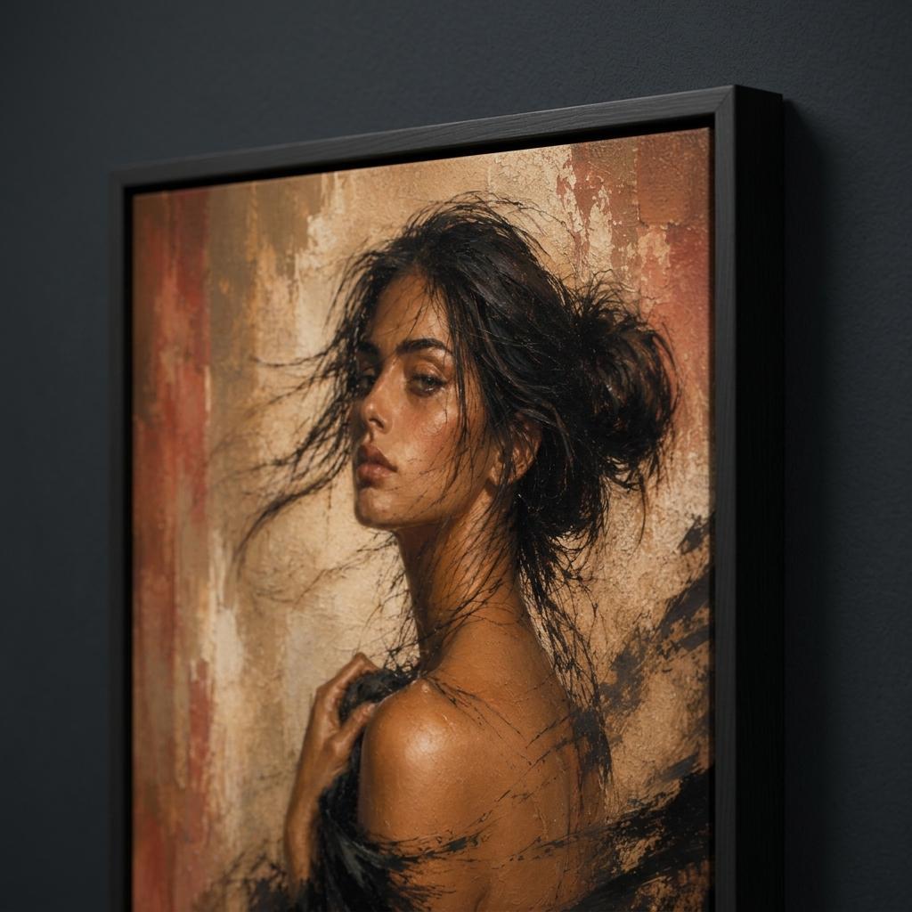 Framed art print titled "Figure Study VII — Unravelling" by LunarHeartCo featuring a detailed figure study illustration.